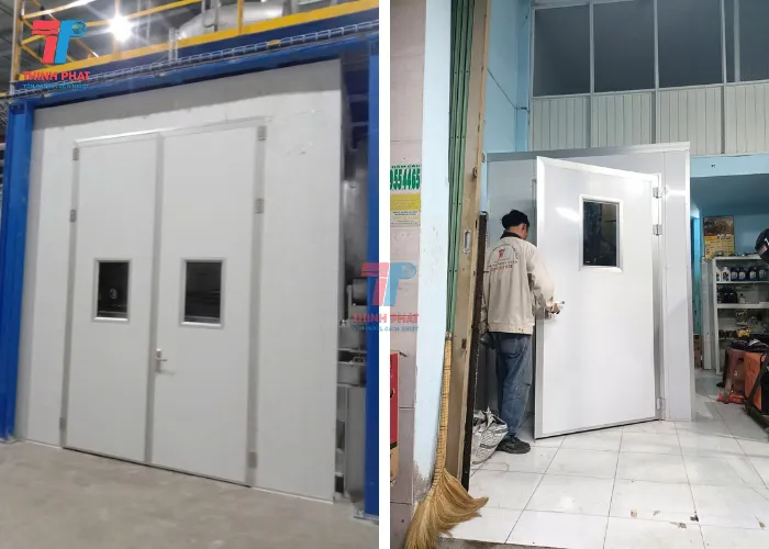 cửa panel nhà xưởng 1 cánh và 2 cánh